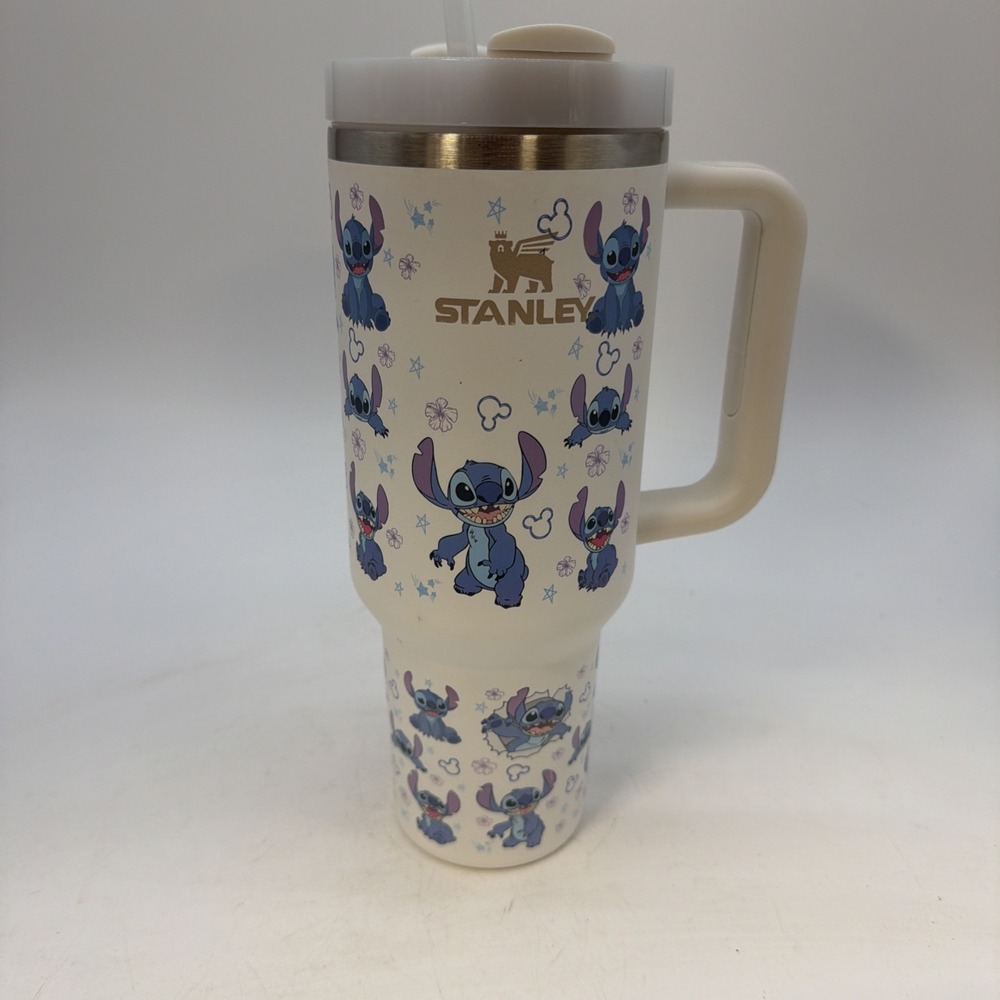 Stanley Stitch Disney Tumbler 40oz Quencher H2.0 FlowState White Multicolor